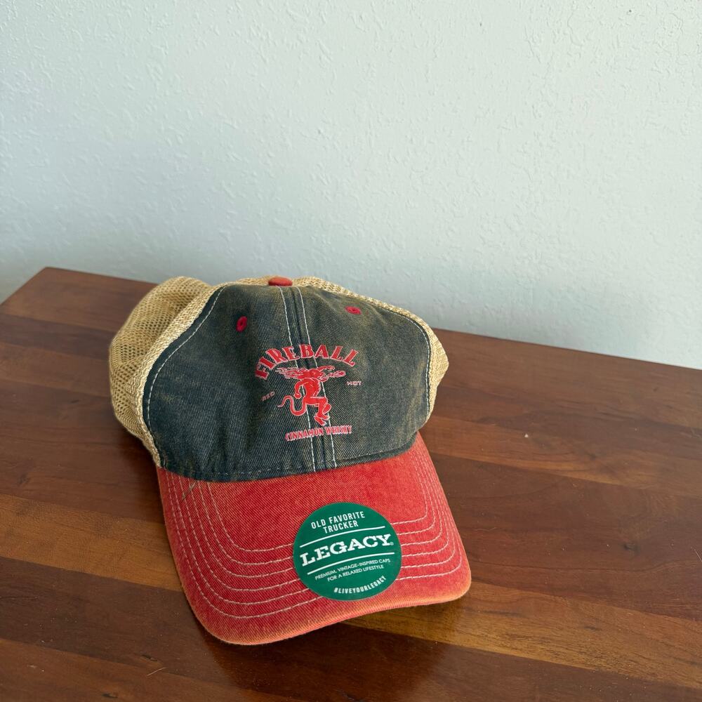 Legacy Fireball Cinnamon Whiskey Old Favorite Trucker Mesh Back Cap